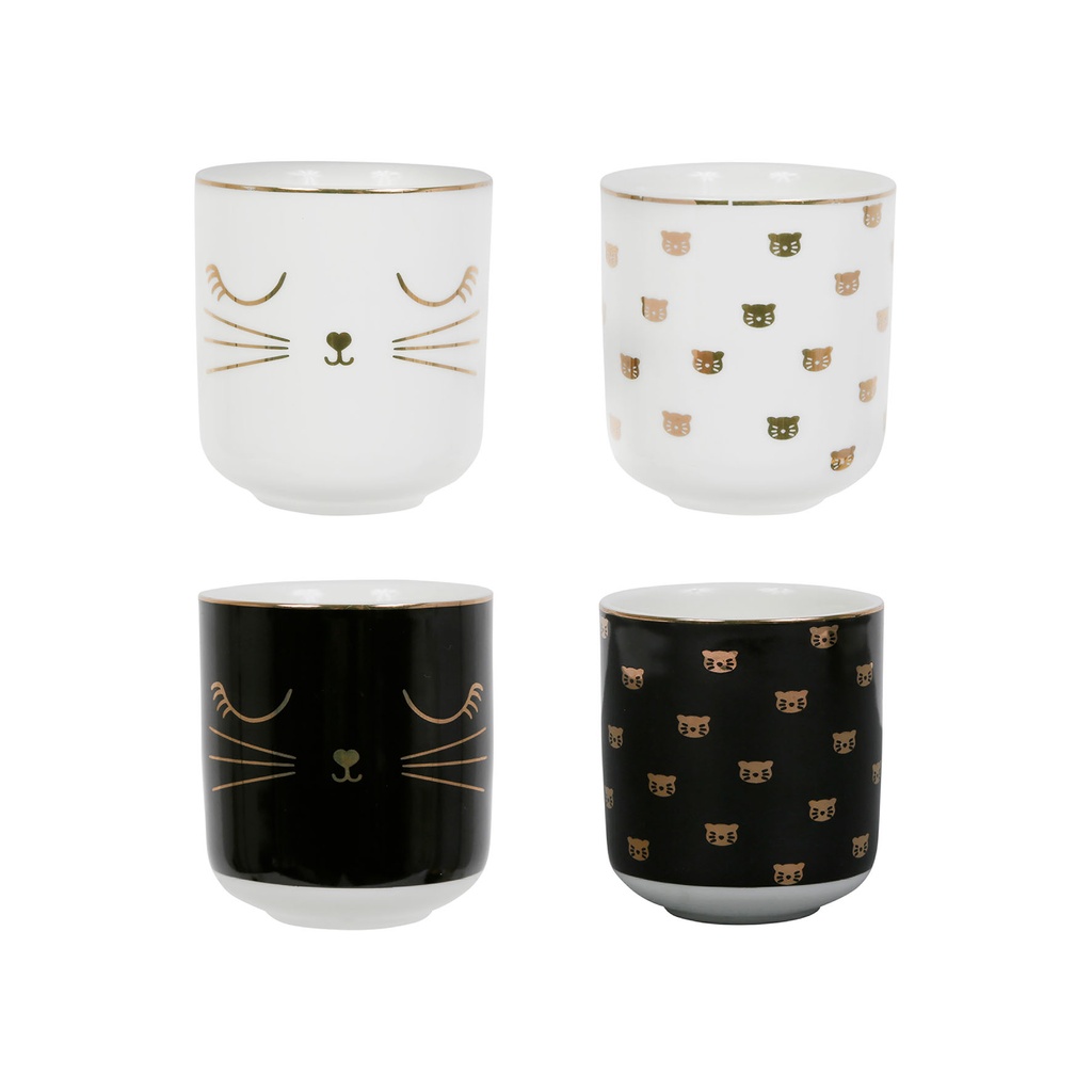 [SEMA75238] GOBELET X4 COF MIAOU N+BL 10CL