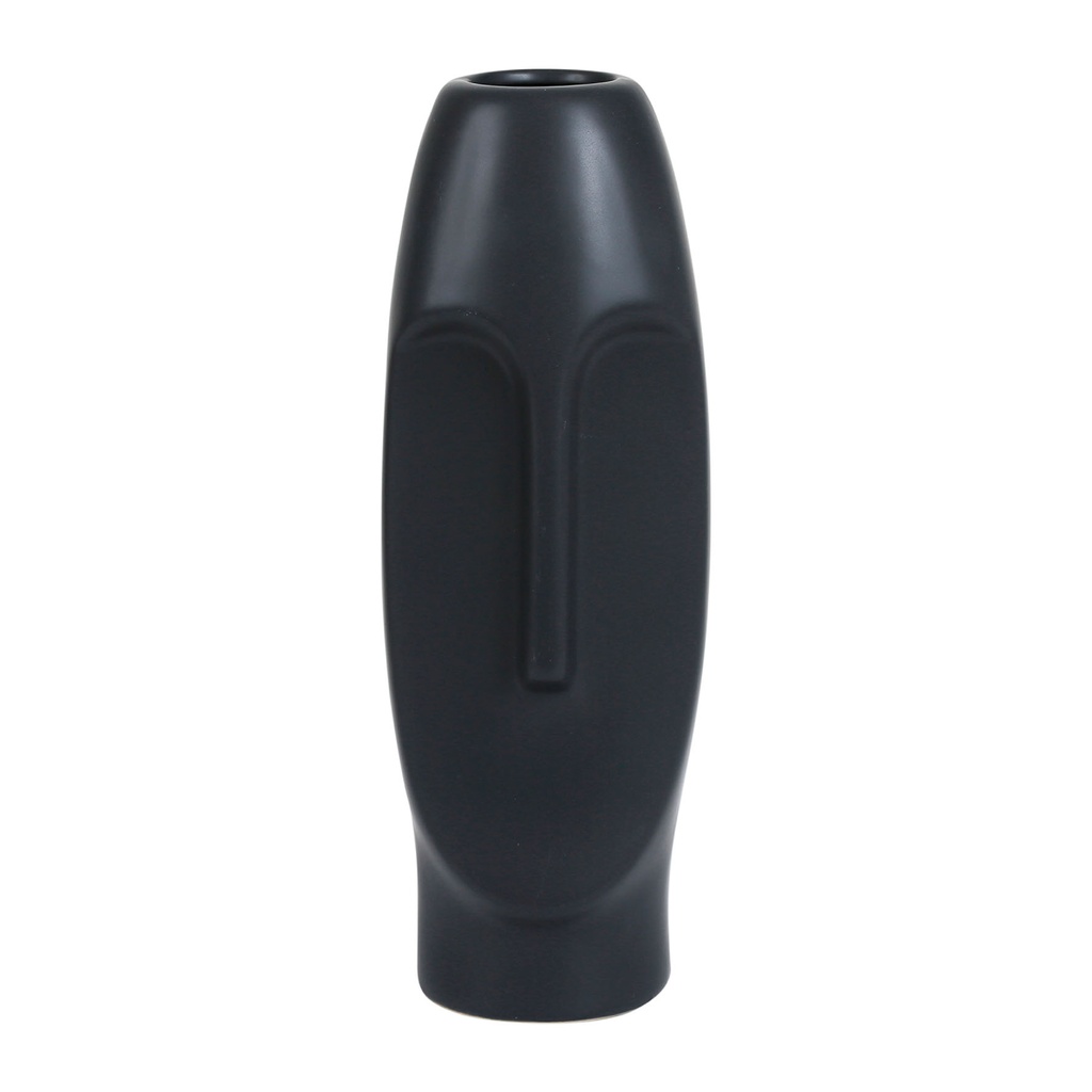 [SEMA75392] VASE FACE NOIR 11.5X10.5XH31CM