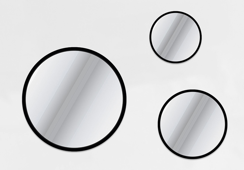 [DADMIR0017] LOT 3 MIROIRS METAL NOIR 30CM 20CM 15CM
