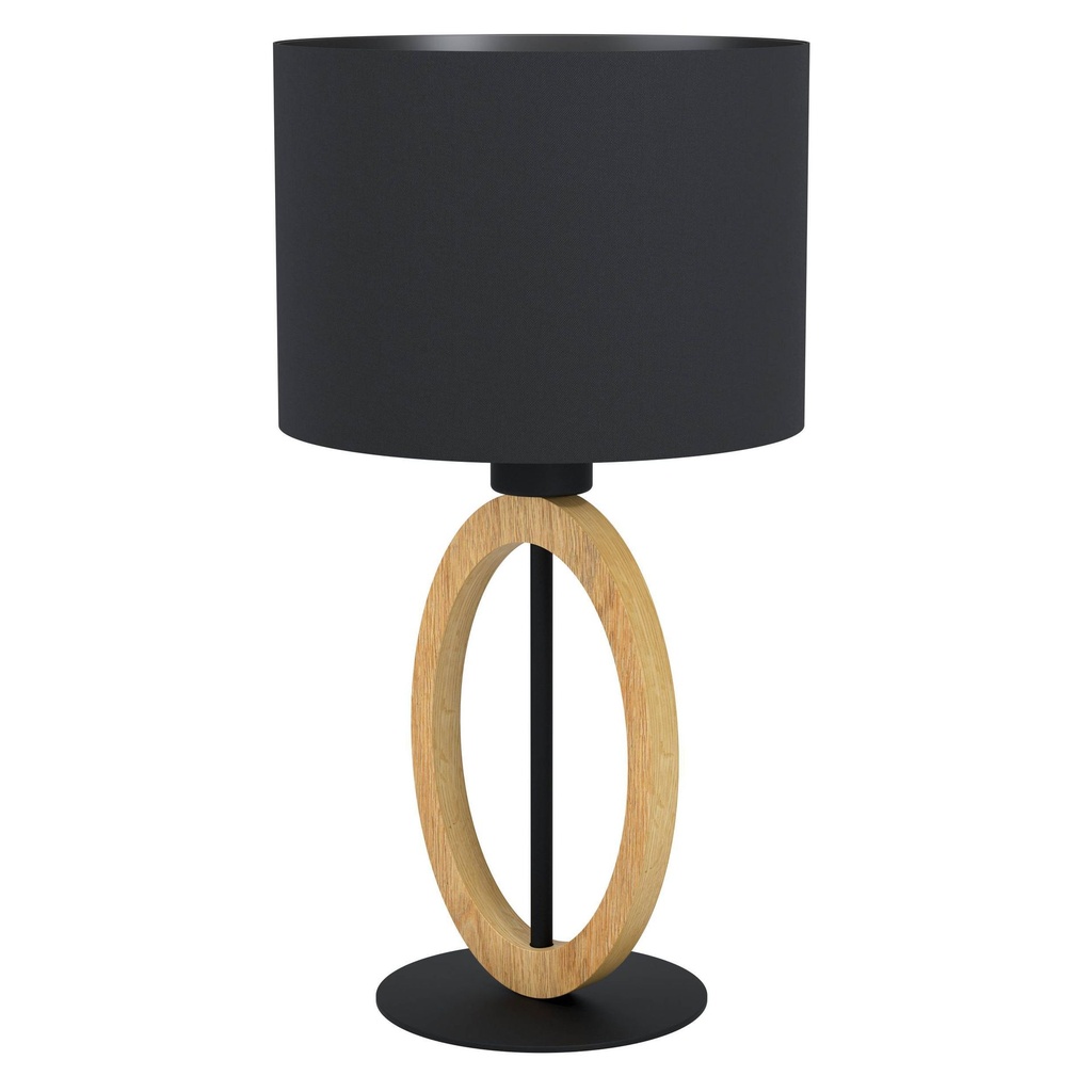[EGLO43569] LAMPE DE TABLE BASILDON 1X40W E27 H425 NOIR/BOIS/TEXTILE