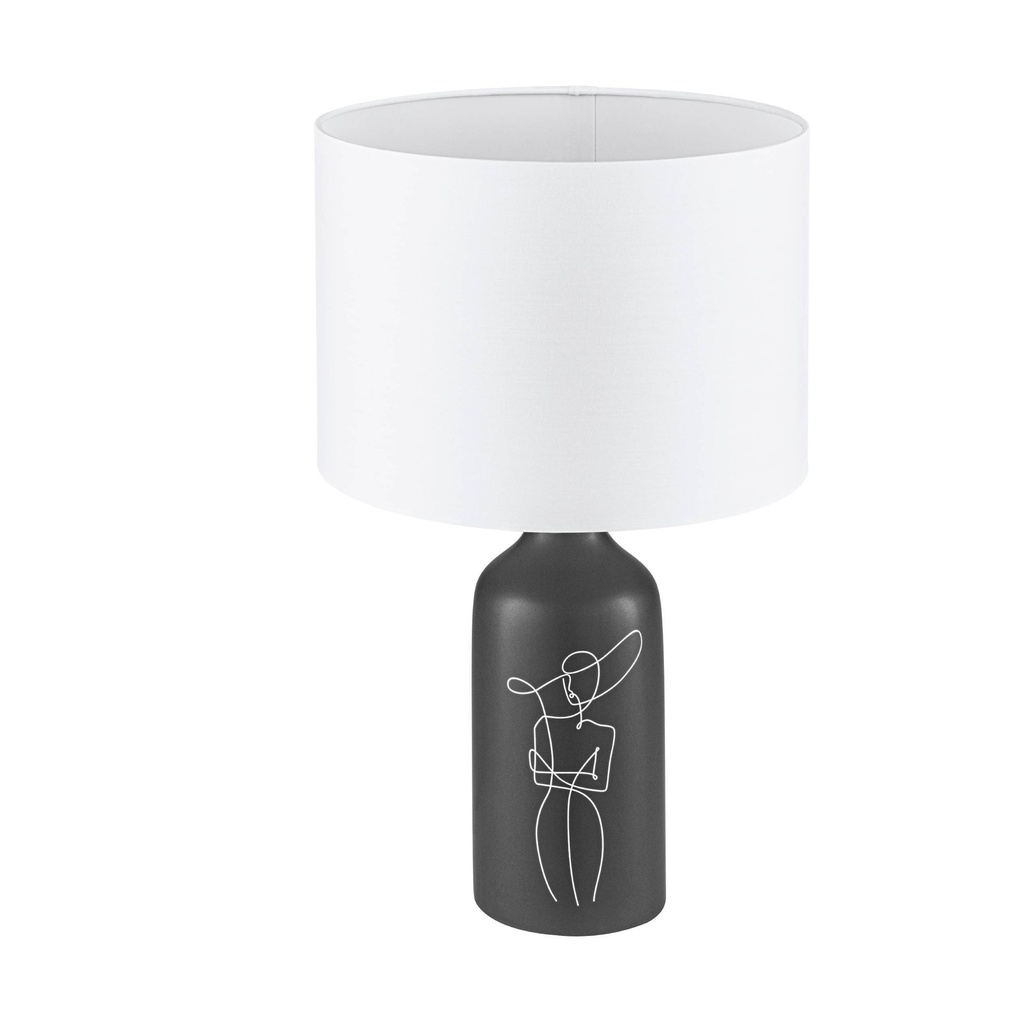 [EGLO43823] LAMPE DE TABLE VINOZA 1X40W E27 H535 CERAM/NOIR/TEXTILE