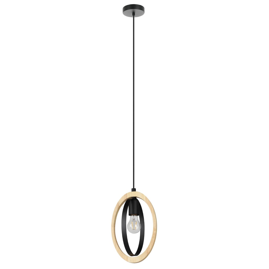 [EGLO43461] LAMPE SUSPENDUE BASILDON 1X40W E27 H1100 L190 NOIR/BOIS/OVAL