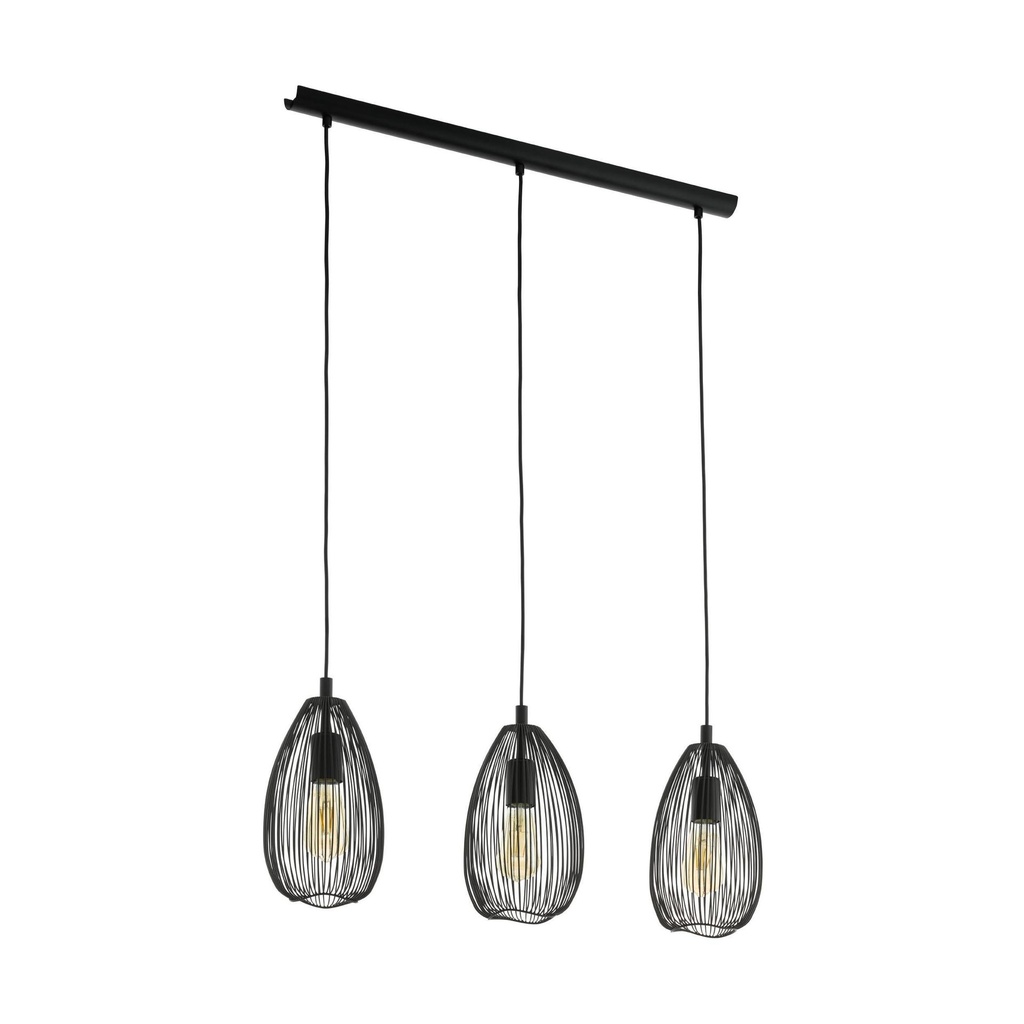 [EGLO49142] LAMPE SUSPENDUE CLEVEDON 3X60W E27 H1100 L780 NOIR