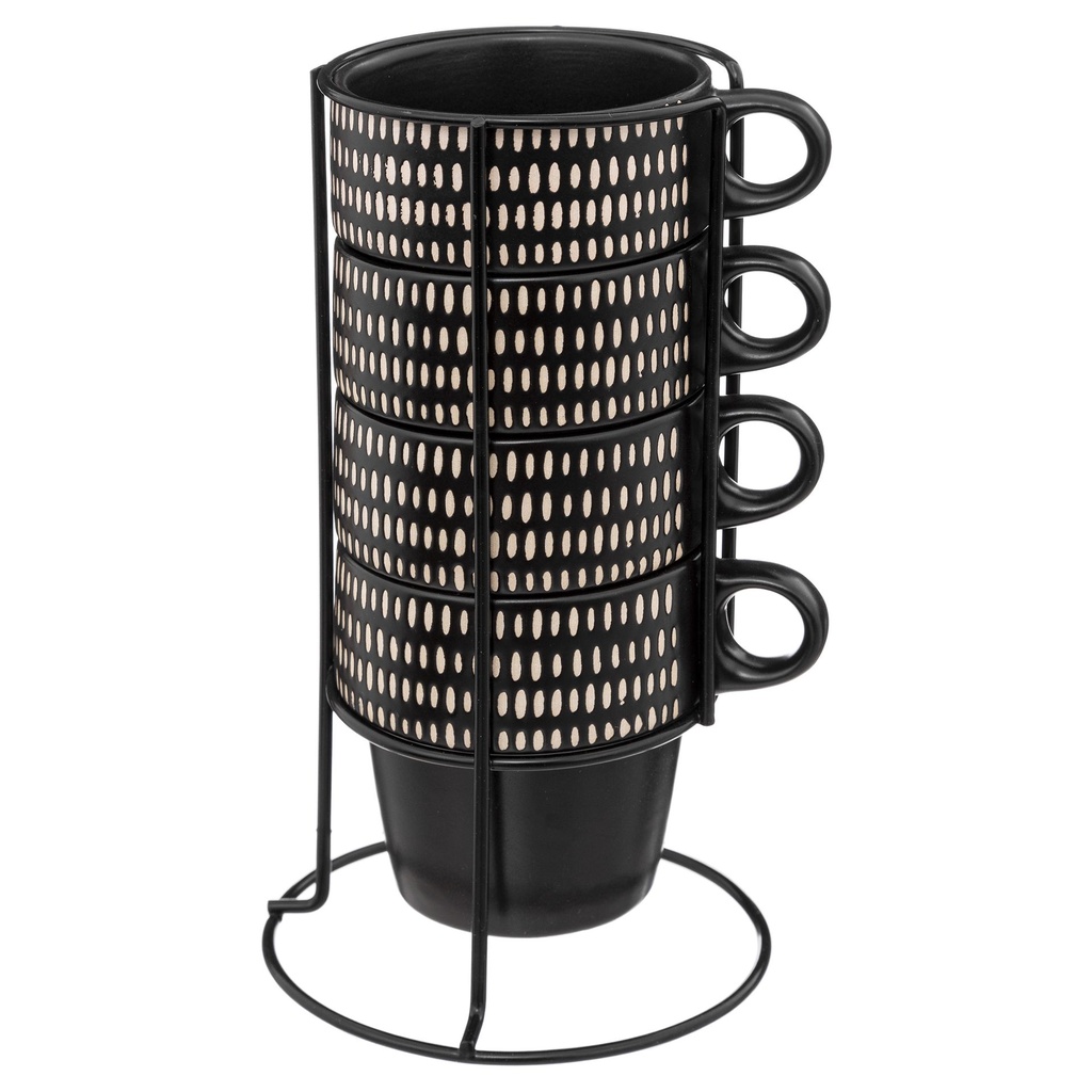 [JJA326024] MUG ETHNIKAA 25CL EN RACK FAIENCE METAL NOIR