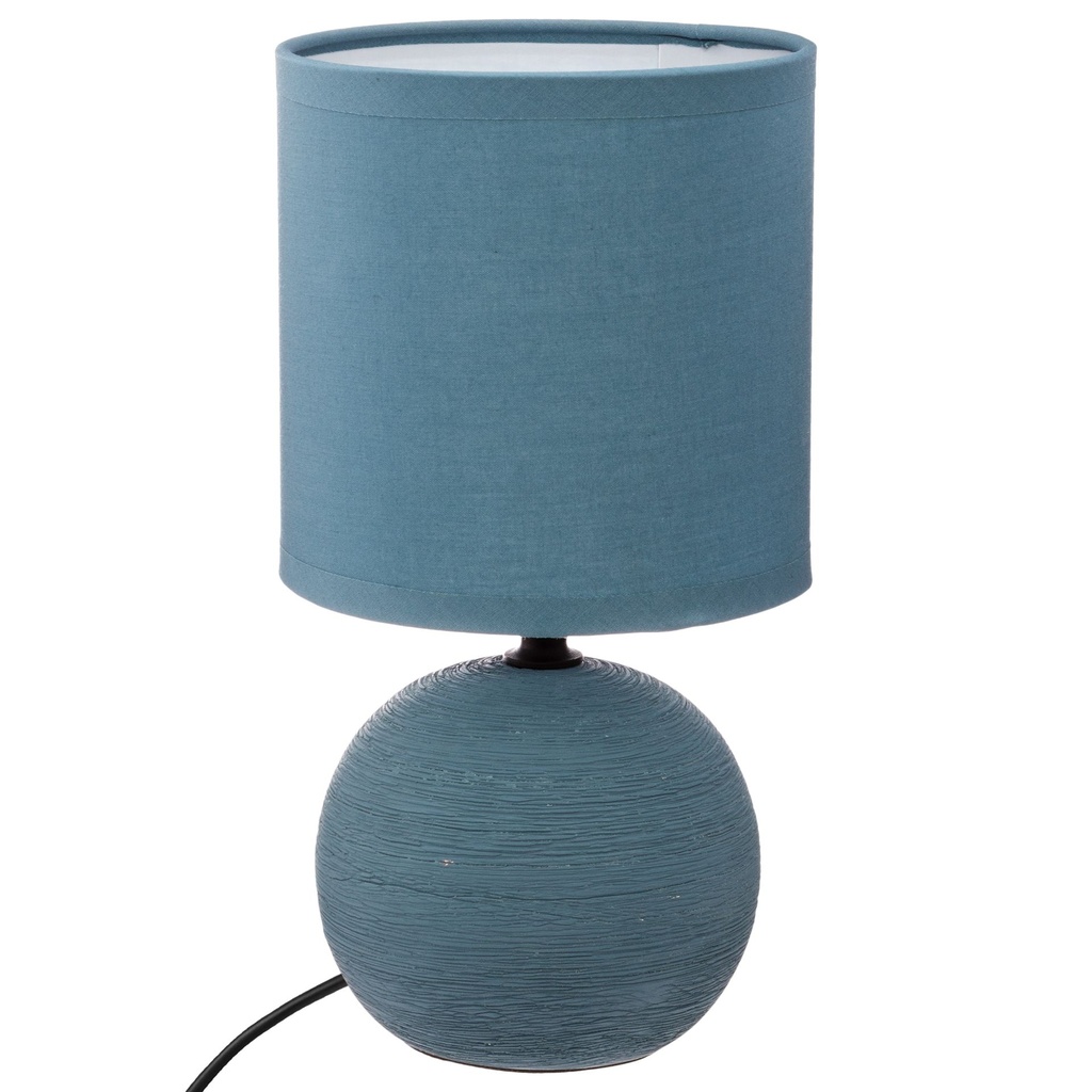 [JJA275649] LAMPE BOULE STRIEE TIMEO H25CM CERAMIQUE BLEU