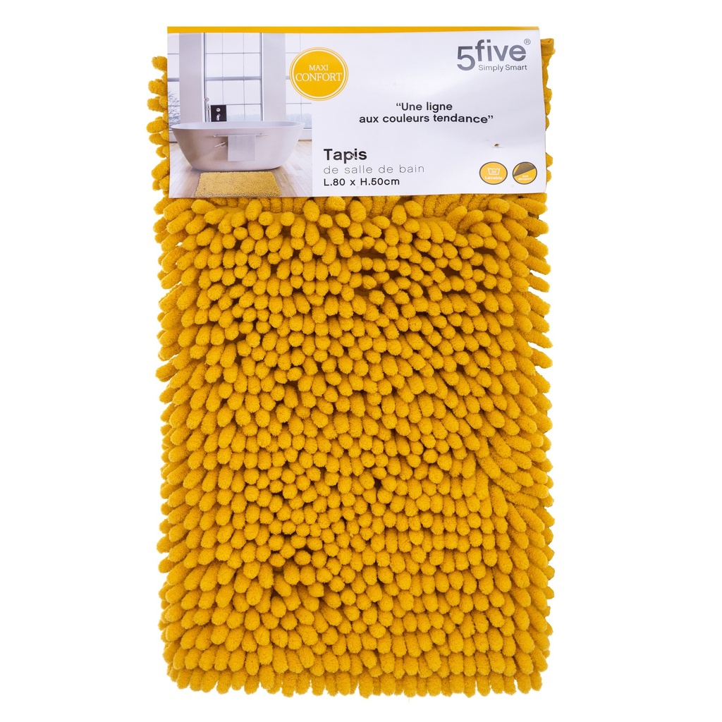 [JJA275392] TAPIS DE BAIN MAXI CHENILLE 50X80CM POLY JAUNE