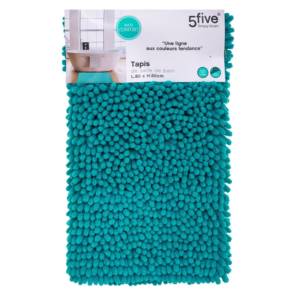 [JJA326007] TAPIS DE BAIN MINI CHENILLE 50X80CM TURQUOISE