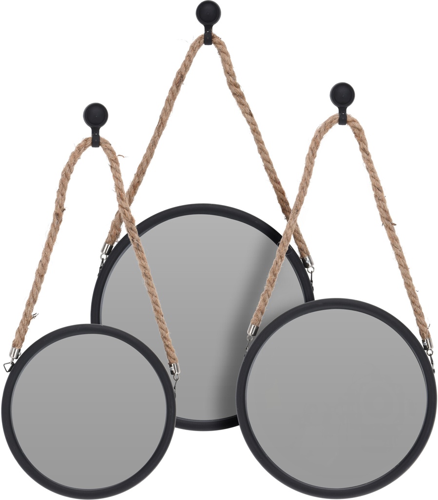 [KOOP293486] MIROIR ROND SET 3PCS NOIR 