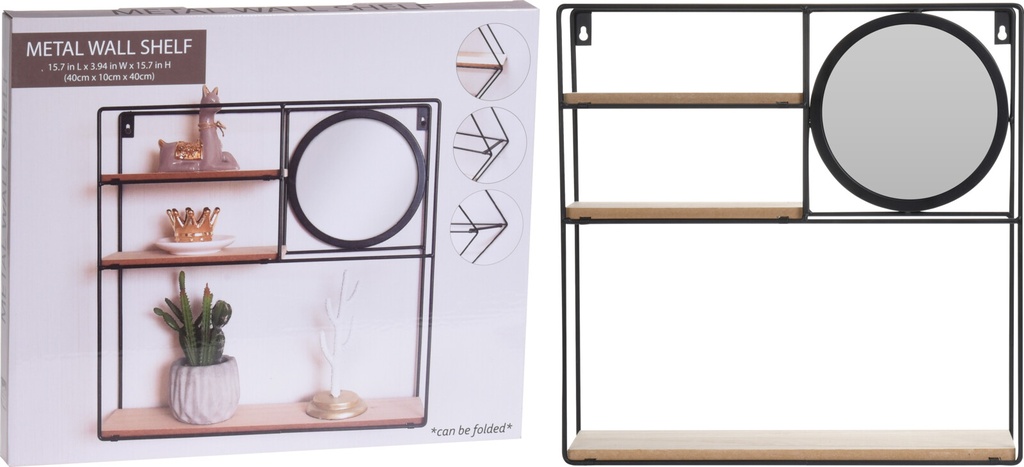 [KOOP326051] ETAGERE MURALE 49X4.7X41CM A MIROIR - METAL