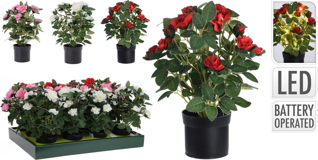[KOOP302656] PLANTE ARTIFICIELLE EN POT MICROLED 25X18CM 3 CLRS