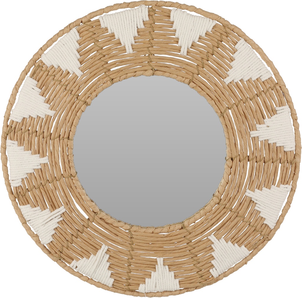 [KOOP335943] MIROIR ROND D40CM MARRON BLANC