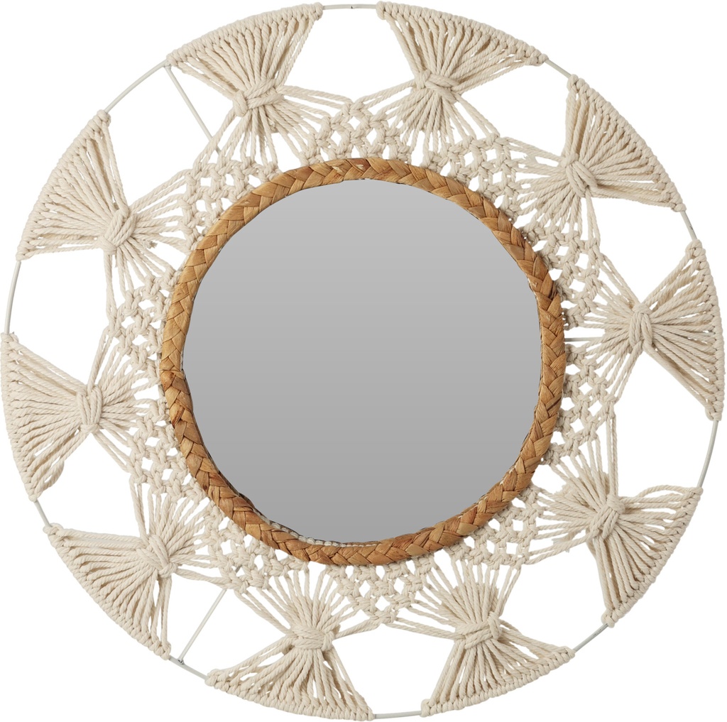 [KOOP335944] MIROIR ROND D45CM METAL ET CORDE