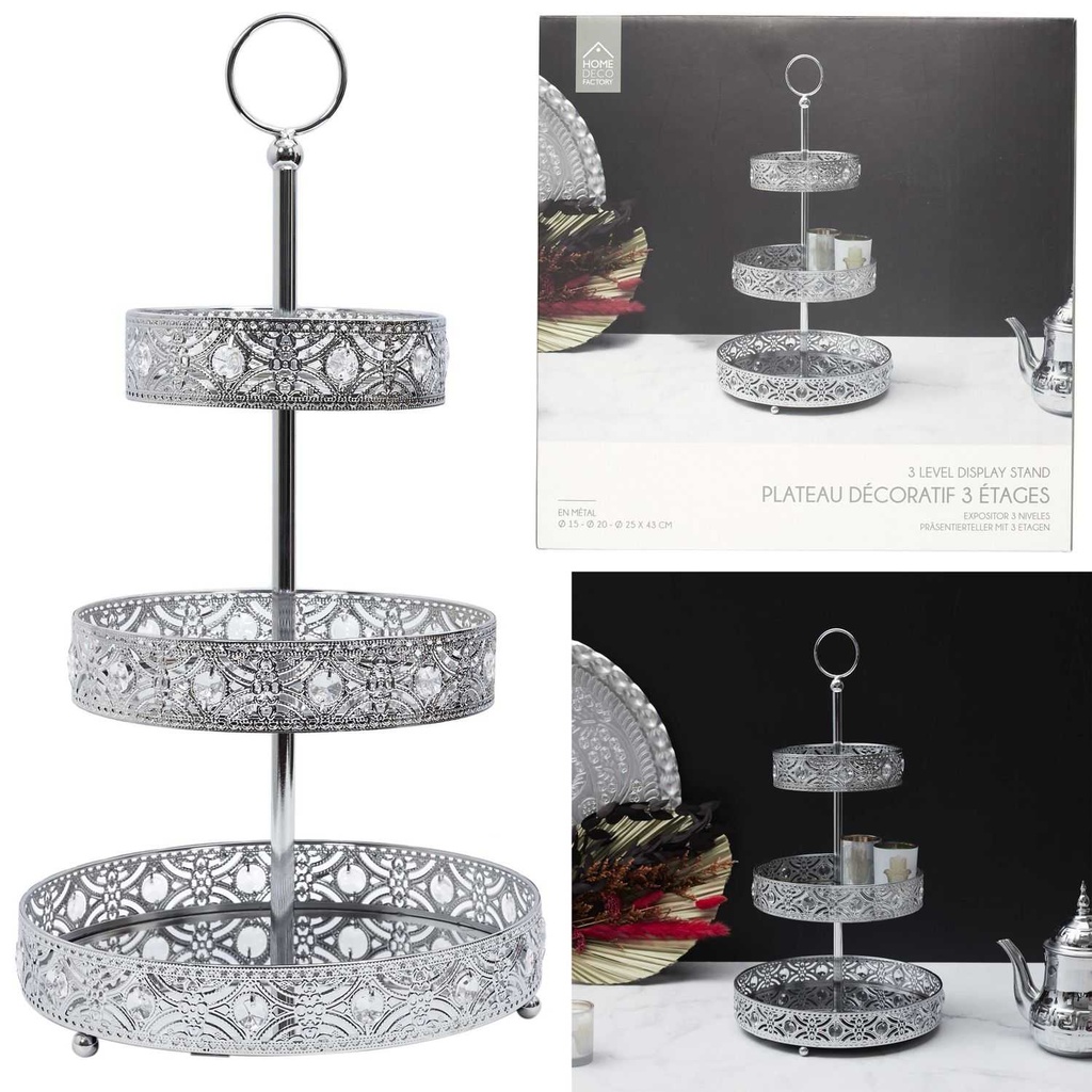 [CMP335965] PLATEAU DECORATIF METAL ARGENTE 3 ETAGES