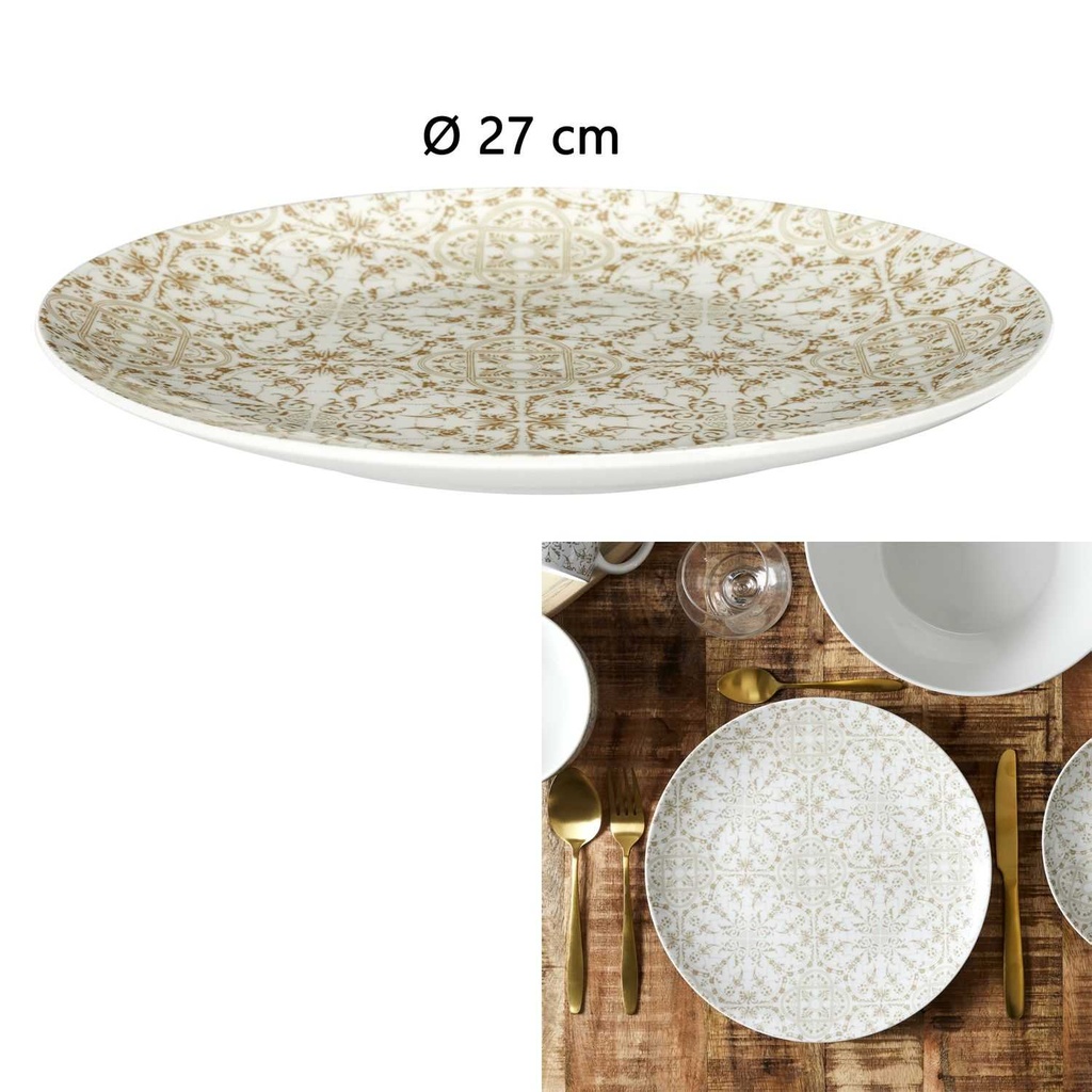 [CMP330984] ASSIETTE PORCELAINE MOTIF FAIENCE D27CM