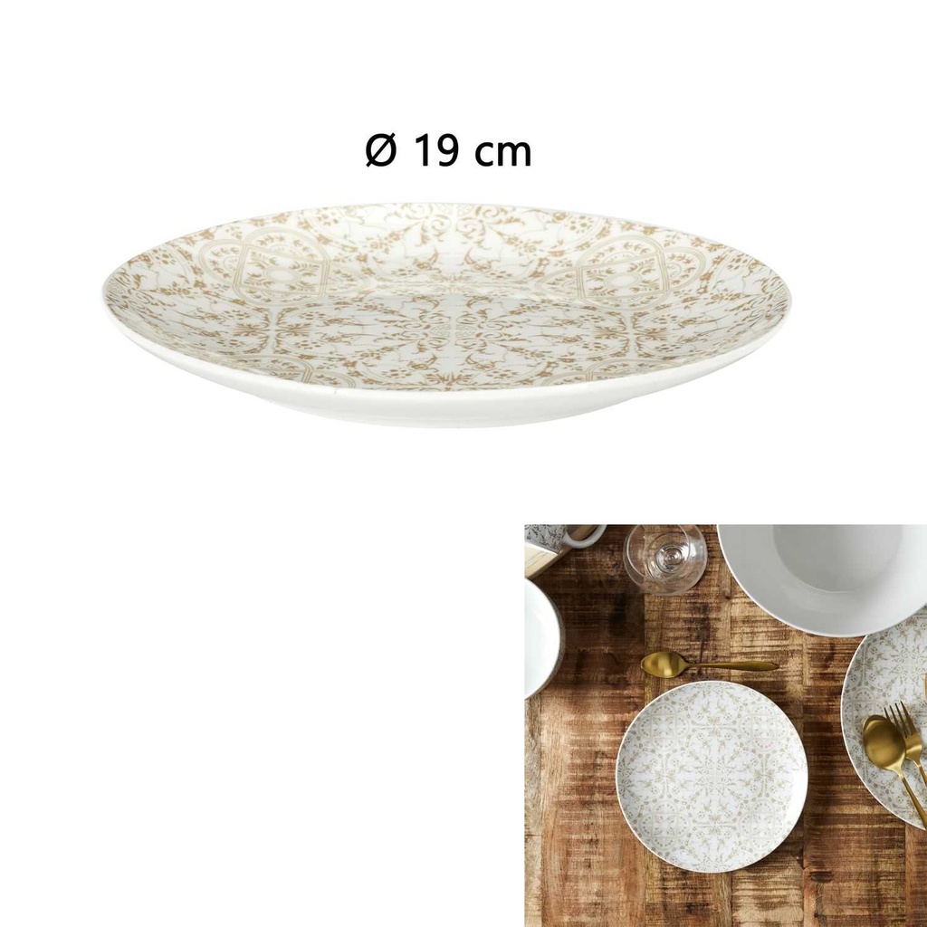 [CMP330993] ASSIETTE PORCELAINE MOTIF FAIENCE D19CM
