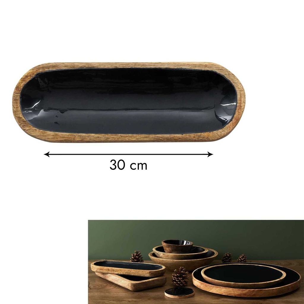 [CMP318854] PLATEAU DE SERVICE MANGUIER 30X10CM BOIS NOIR