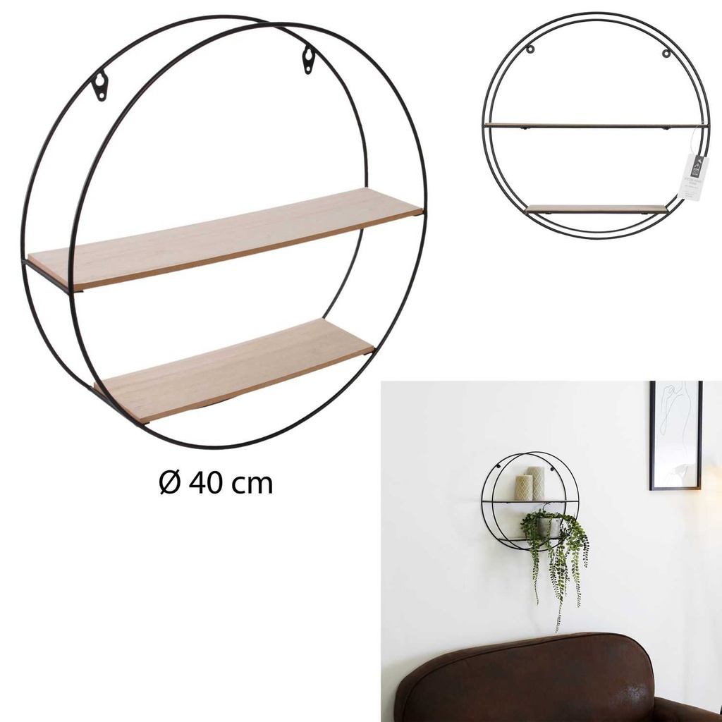 [CMP336196] ETAGERE BOIS METAL ROND 40X10X40CM