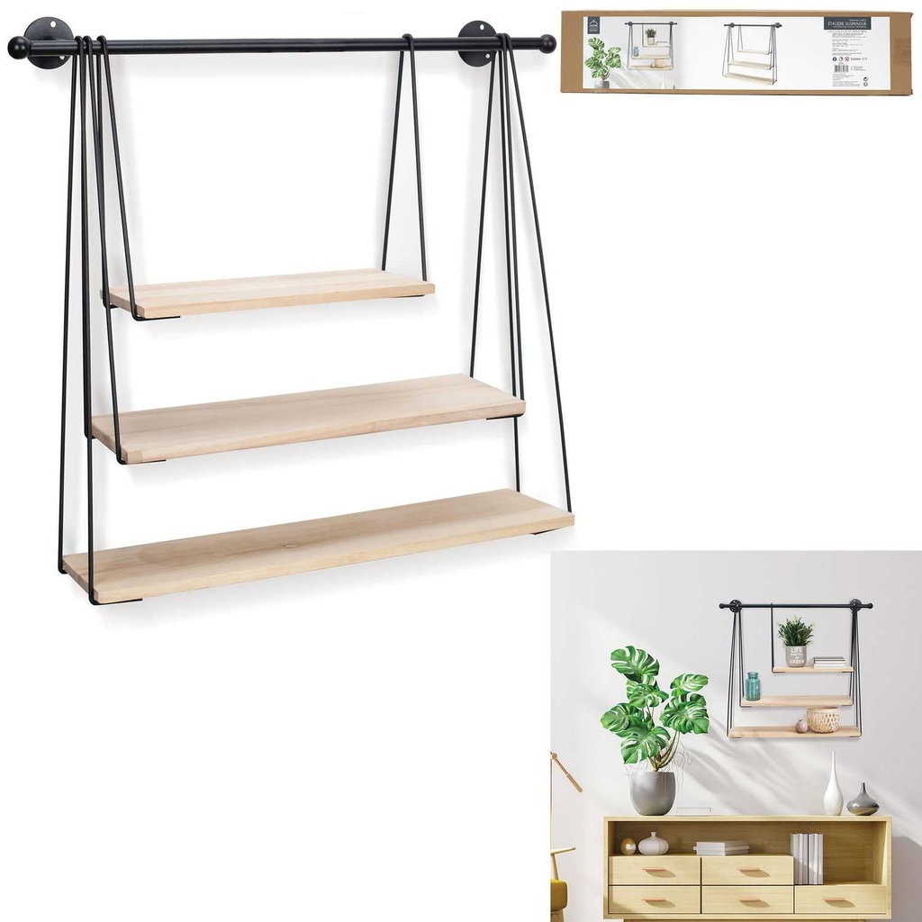 [CMP318794] ETAGERE FILAIRE MURALE 3 COUCHES 67.5X62CM