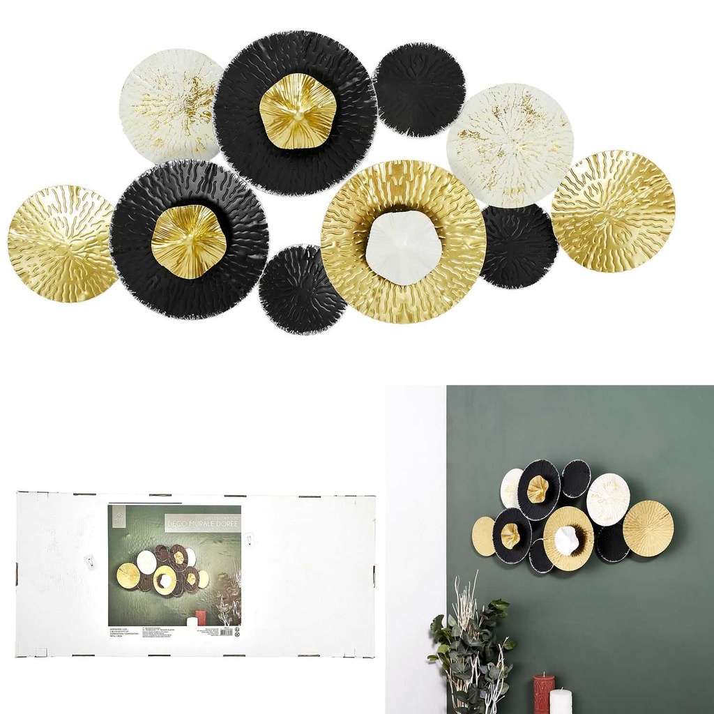 [CMP331107] DECO MURALE 80X36X7CM DORE CREME ET NOIR