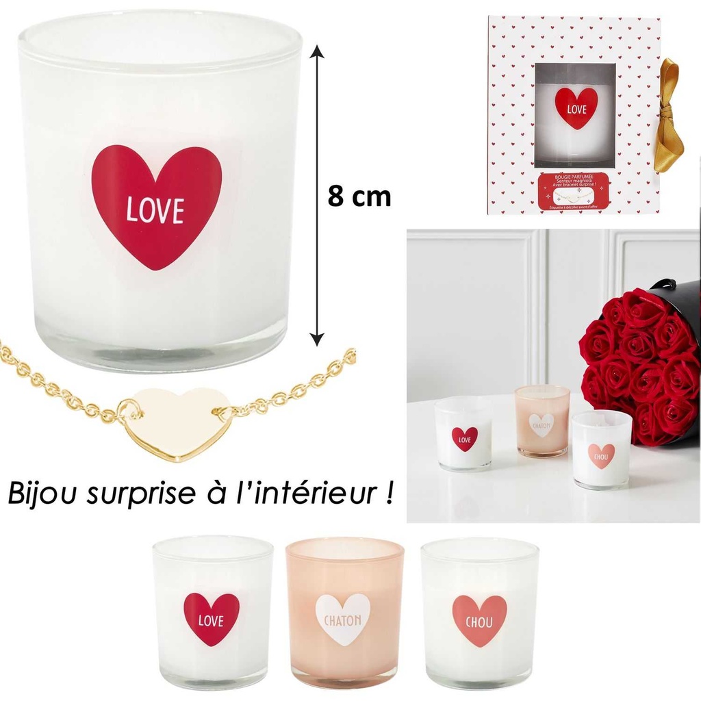 [CMP336210] BOUGIE PARFUMEE COEUR ET BIJOU H8CM