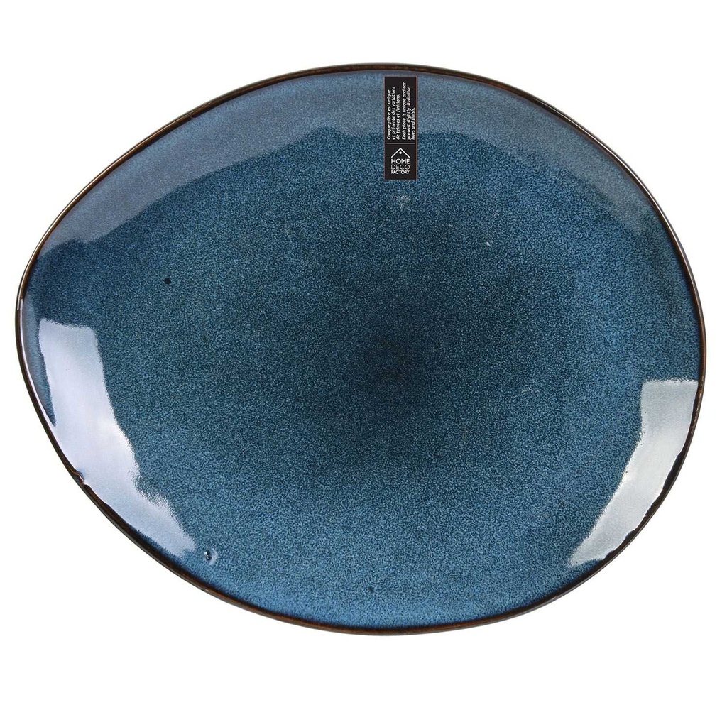 [CMP263556] ASSIETTE BLEU GALET 27.5X23CM AU GRES DU TEMPS