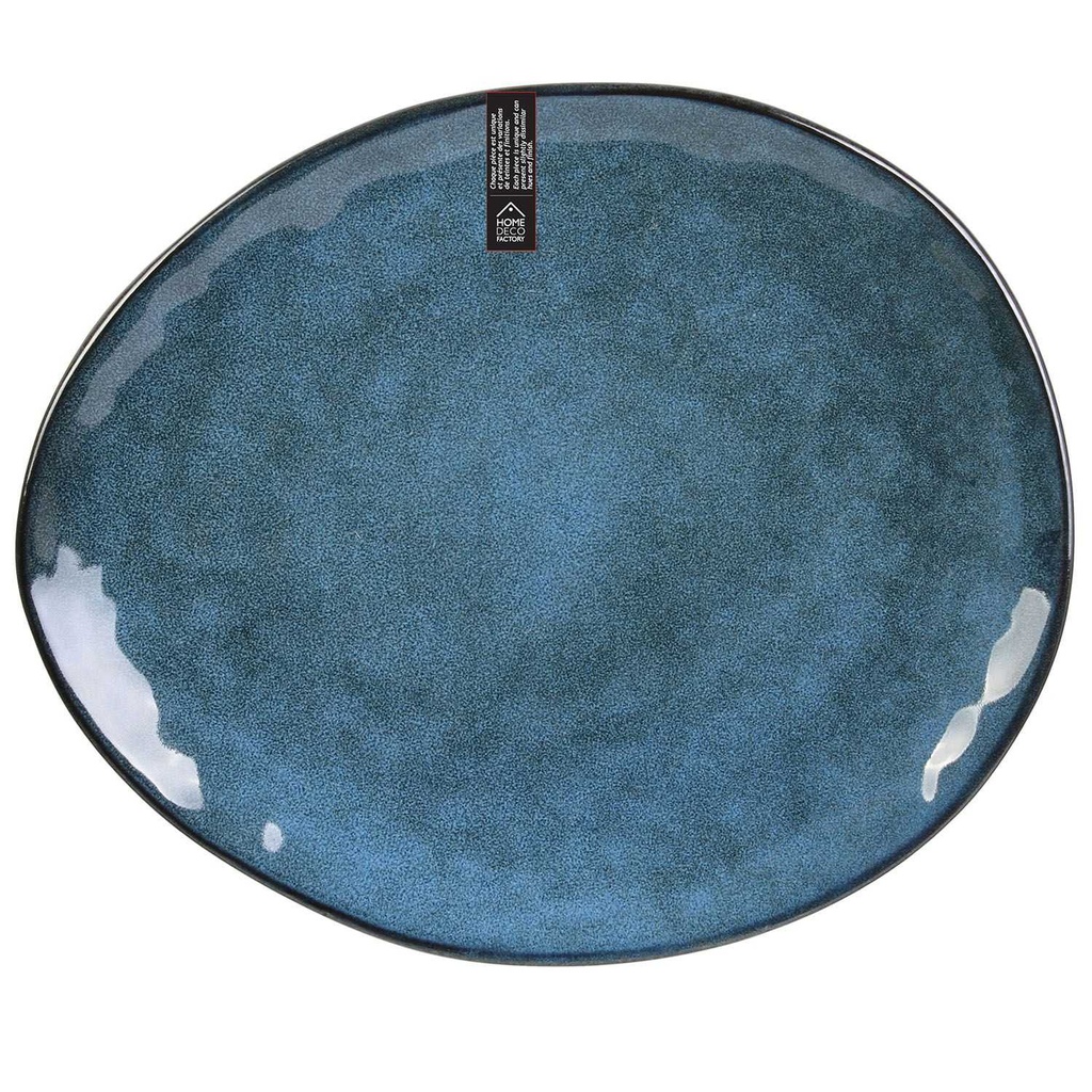 [CMP263557] ASSIETTE BLEU GALET 22X18CM AU GRES DU TEMPS