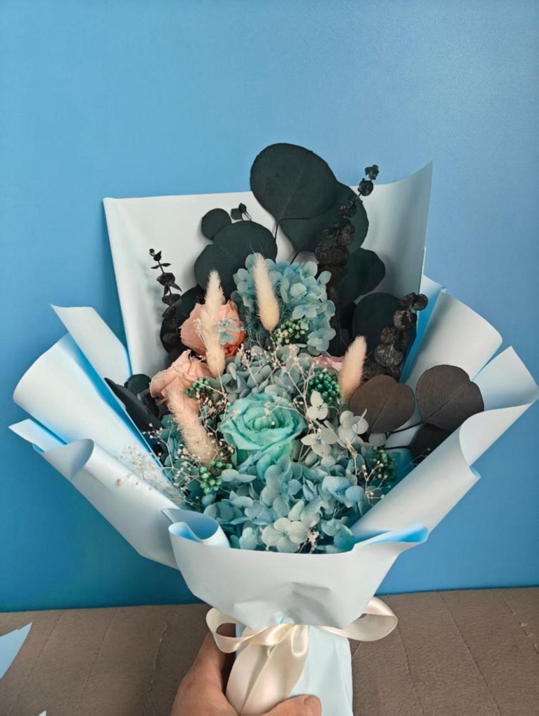 [YUXIN0421] BOUQUET DE FLEURS SECHÉES BLEU