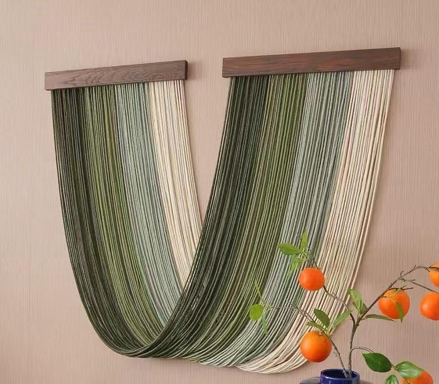[YUXIN1551] ART MURALE MACRAMÉE VERT 200X50CM