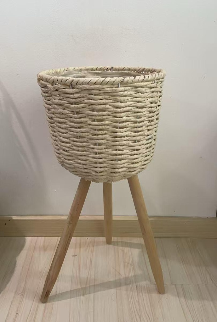 [YUXIN8695] CACHE-POT SUR PIED EN OSIER 25X54CM