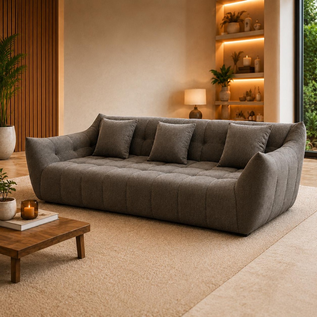 [SHUNLINSOFAGRIS] CANAPE MODERNE 3 PLACES COMPRESSÉ 220X107X80 CM GRIS