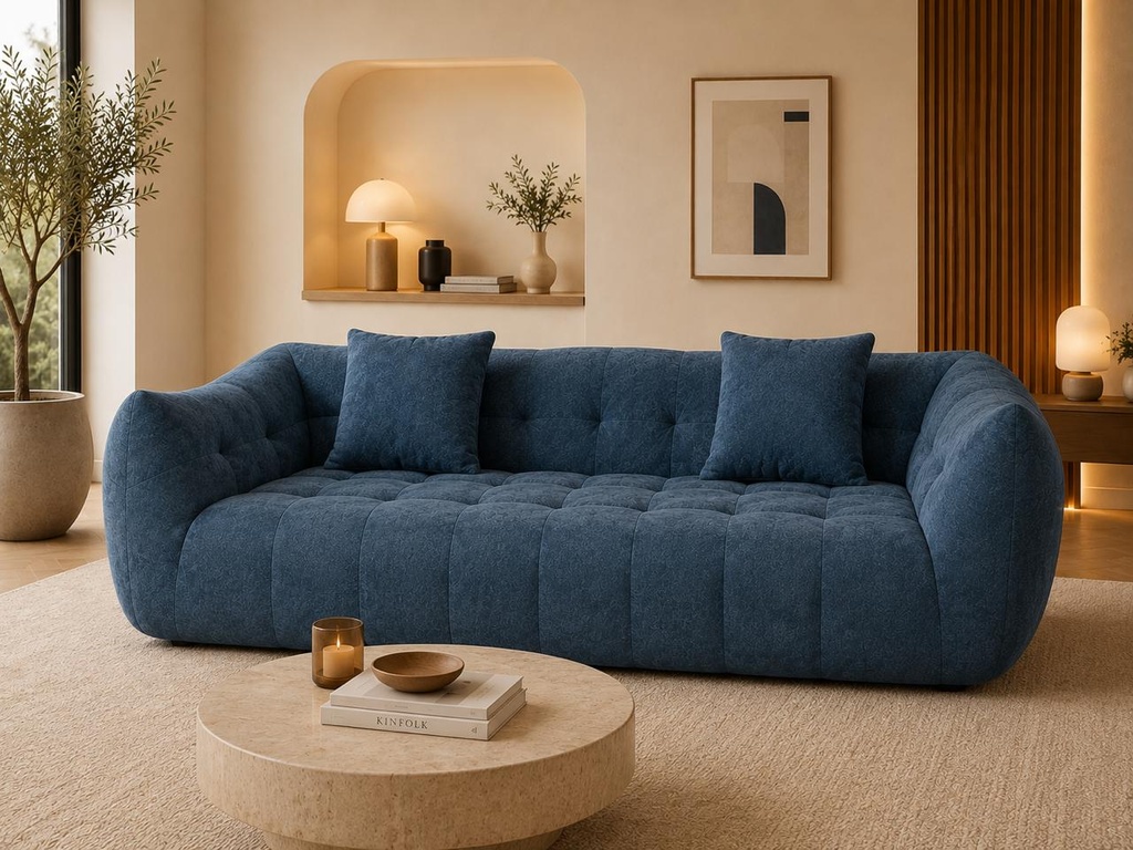 [SHUNLINSOFABLEU] CANAPE MODERNE 3 PLACES COMPRESSÉ 220X107X80 CM BLEU